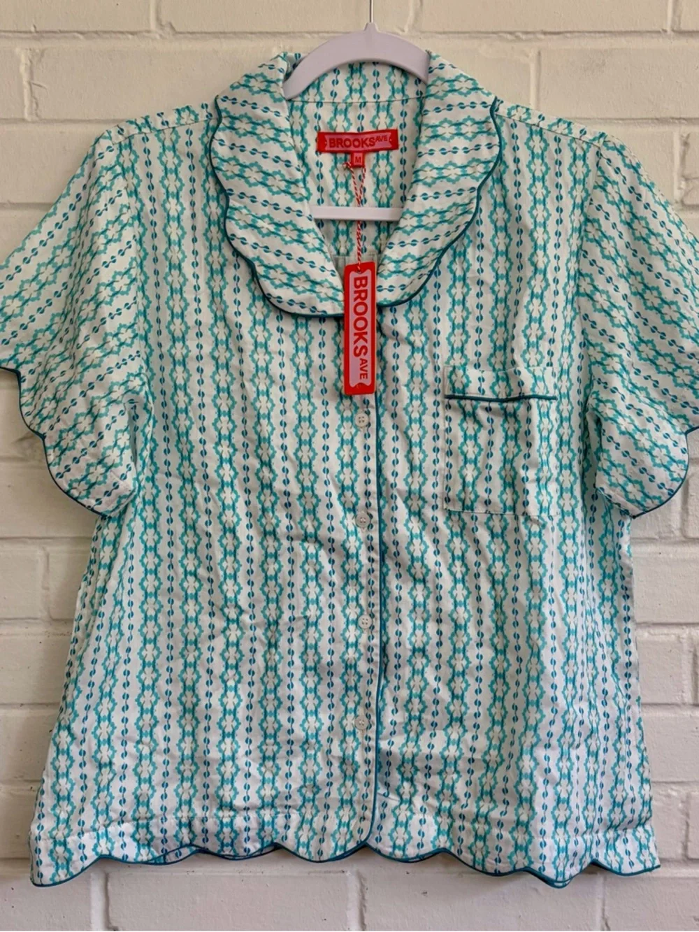 Brooks Avenue Scalloped Pajama Shorts Set in Cameron Blue, SZ M NWT - Picture 4 of 12